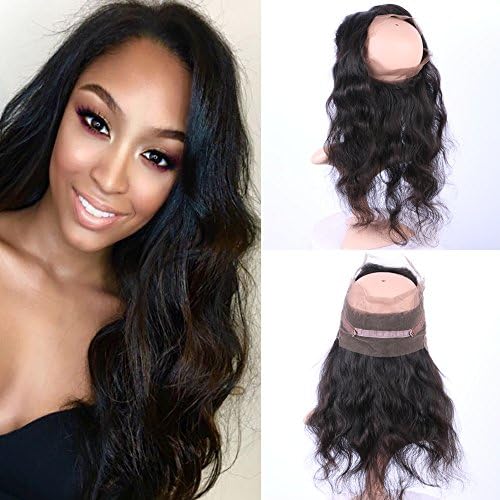 Fennell Body Wave Brazillian Human Hair Body Wave Hand Tied 360 Full Lace Frontal Closure With Baby Hair Natural Color 360 Lace Band Frontals (22 inches)