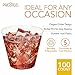 Glitter Disposable Cups | 5 oz. 100 Pack | Clear Plastic Cups | Gold Glitter Plastic Party Cups | Disposable Plastic Wine Glasses for Parties | Plastic Cocktail Glasses | Wedding Holiday Tumblers