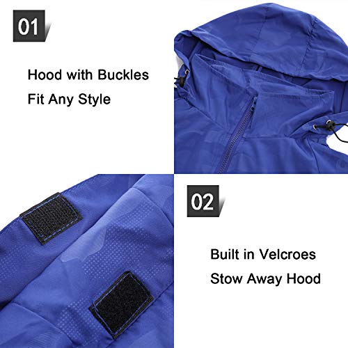 FISOUL Women's Lightweight Jacket Packable Running Windbreaker Active Outdoor Hooded Waterproof Raincoat S-XXL(Blue,X-Large)