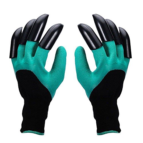 Makebw Unisex Garden Genie Gloves with Both Hand Sturdy Claws ,Quick & Easy to Dig & Plant Nursery Plants ,Safe for Rose Pruning,Composting,Cut Resistant Gloves- As Seen On TV (Both Hand Claw 1pair)
