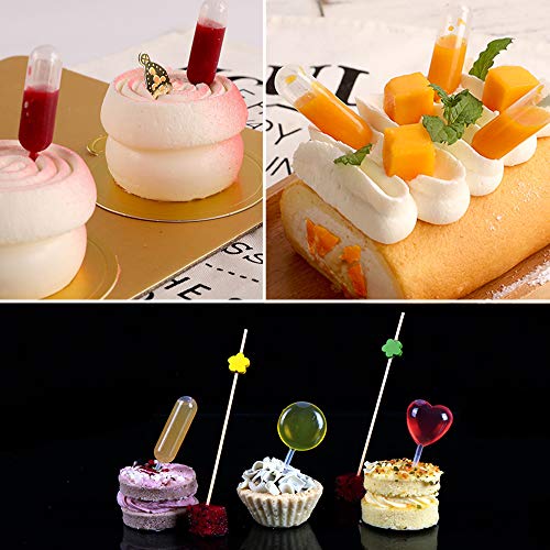 UPlama 210PCS 4ml Cupcake Pipette,Plastic Disposable Pipettes Heart Round Rectangular Plastic Squeeze Transfer Pipettes Strawberry Pipettes For Cupcake,Chocolate, Birthday Party And Holiday Decoration
