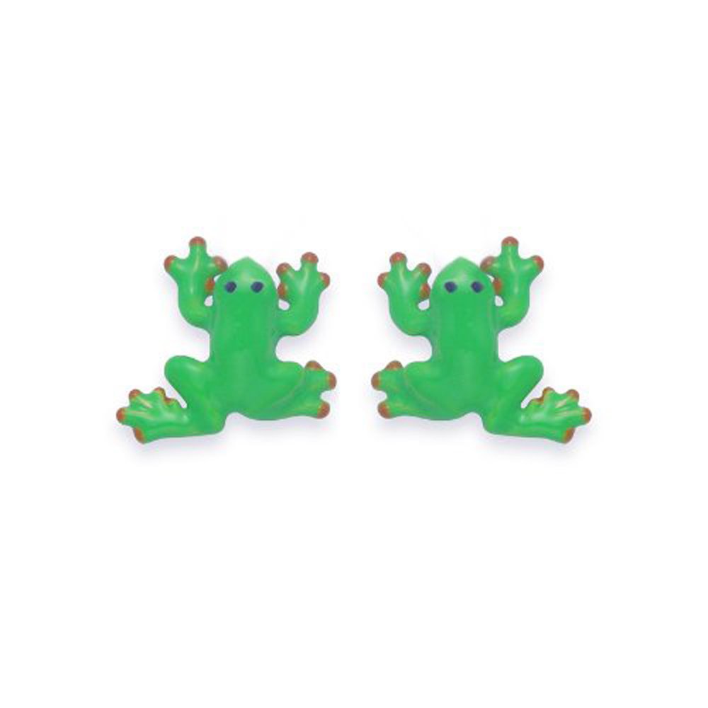 Heather Needham Sterling Silver Frog Earrings Bright Green Enamel