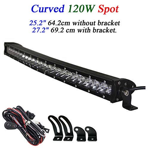120W Spot 25.2inch 27.2" 3D Single Row Curved Led Light Bar with Cree