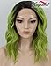 K'ryssma Ombre Green Lace Front Wigs Short Bob Synthetic Wigs with Dark Roots Wavy Lace Wig for Women