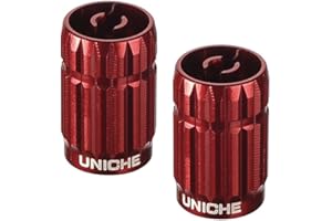 UNICHE 2-in-1 Valve Stem Caps with Valve Core Remover, Universal Tire Valve Covers for Cars, Trucks, SUVs, Motorcycles, and Bikes - 2 Pack (Red)
