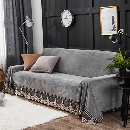 BJRKEOEK Plush slipcover Sofa,Solid Color Anti-Slip Stretch Modern Minimalist Style European Sofa Cover-A Sofa