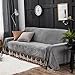 lovehouse Plush Sofa Slipcover,1-Piece Vintage Lace Suede Couch Cover Anti-Slip Furniture Protector for 1 2 3 4 Cushions Sofas-Grey 200x380cm(79x150inch)