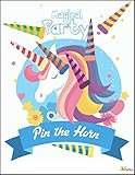 Pin the Horn on the Unicorn Party Game ,Unicorn Game, New with Extra Horns,, Party Favor Games , Party Supplies Decorations , Rainbow Unicorn