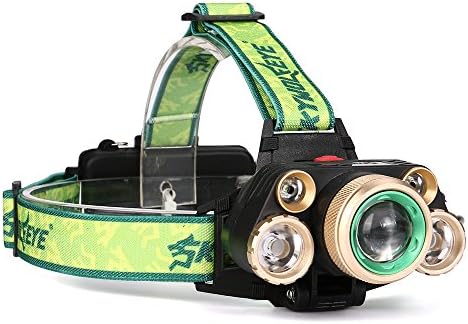 Zaidern Super Bright XM-L T6 LED High Lumen Headlamp Flashlights USB Rechargeable Headlamps Headlight Head Torch Light Lamp for Hiking Running Cycling Camping and Hunting Flashlights (Gold)