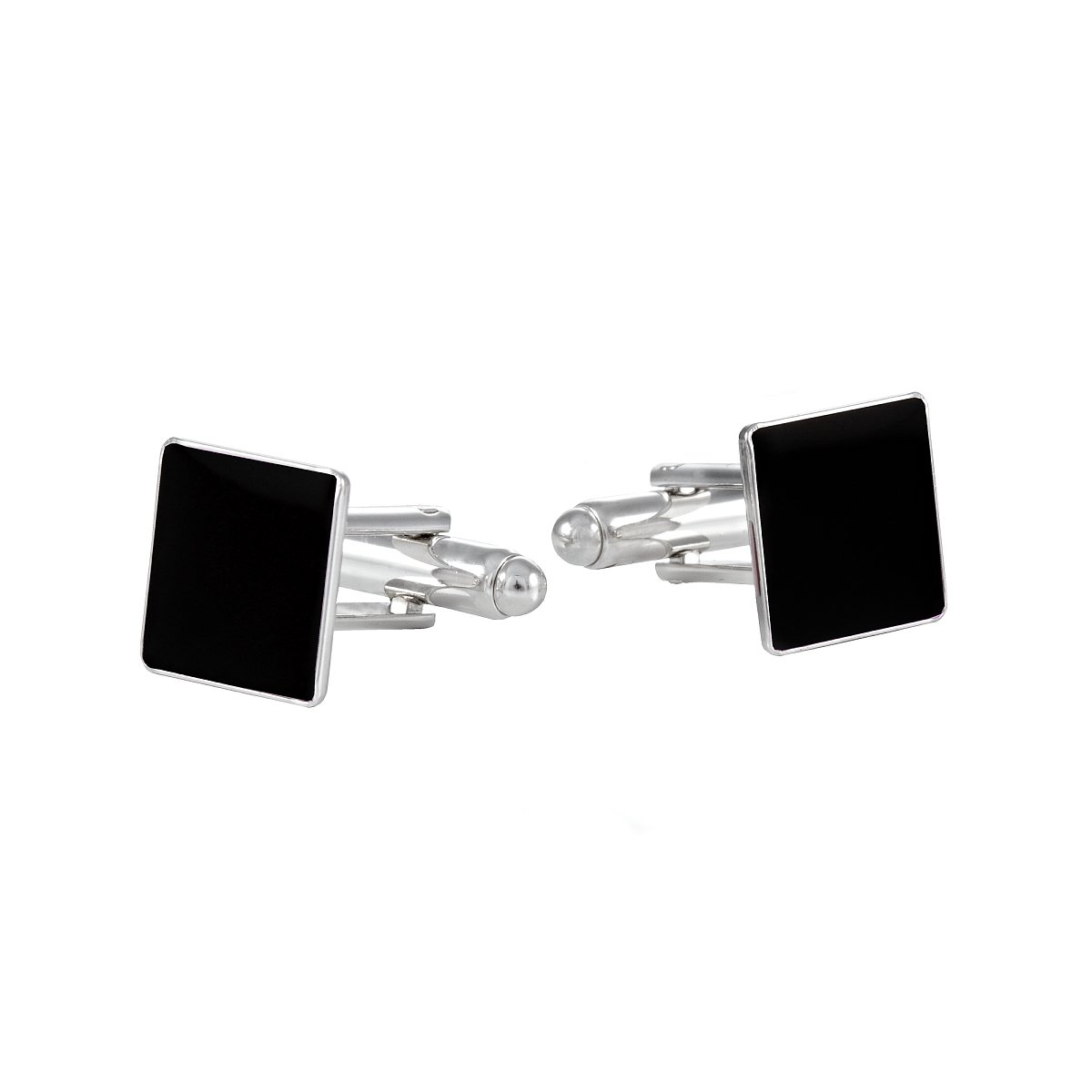 ba bijou-art Cufflinks Black Enamel Rhodium Plated 14 x 14 mm Shirt Accessories
