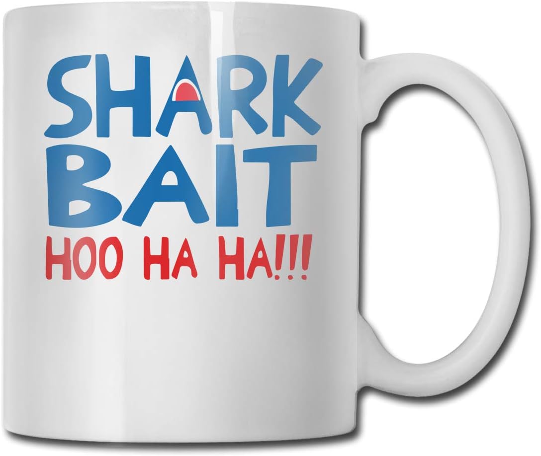 Shark Bait Hoo Ha Ha Funny Coffee Mug Tea Cup, Novelty Birthday Gift Ideas For Men Women Friend(11 Oz)