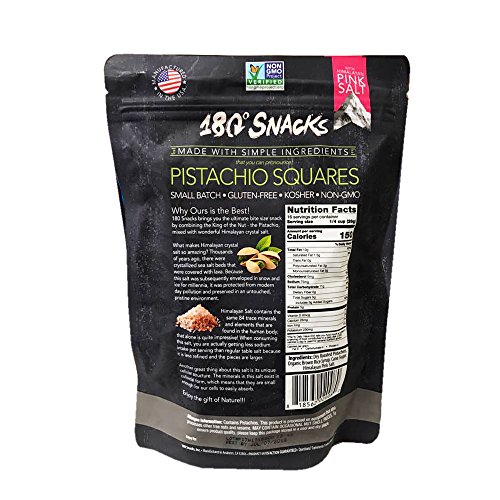 180 Snacks Gluten Free Pistachio Squares with Himalayan Pink Salt 16oz (Single)