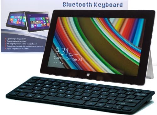 Navitech Black Slim Wireless Windows Bluetooth Keyboard Compatible With The Microsft Surface 2 & Surface Pro 2