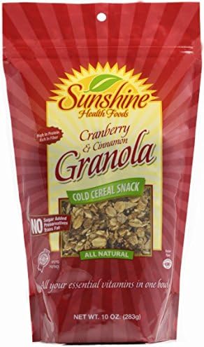Sunshine Granola Cold Cereal Snack Kosher All Natural - 10 oz (3-Pack) (Cranberry &amp; Cinnamon)