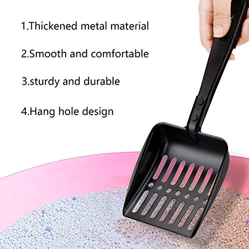 LYCC Cat Litter Scooper Non-Stick Shovel Full Metal Material Solide and Strong Handle,Pet Sifter Kitty Cat Litter with 1 Pcs Hook Easy to Storage