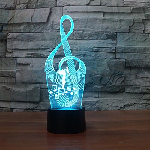 3D Fashion Art Music Notation Night Light 16 Color Change LED Remote Control Table Desk Lamp Acrylic Flat ABS Base USB Home Decoration Toy Brithday Xmas Kid Children Gift