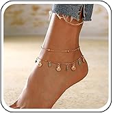 Sttiafay Bohemian Layered Shell Anklet Turquoise Bead Anklet Bracelet Gold Shell Foot Chain Anklet Beach Turquoise Anklet Seashell Tassel Foot Anklet Summer Feet Chain Foot Jewelry for Women