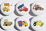 Construction Drawer Pulls / Construction Truck Ceramic Knobs , Set of 6