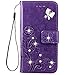 HAOTP Beauty Luxury 3D Handmade Bling Crystal Rhinestone Butterfly Floral Lucky Flowers PU Flip Stand Credit Card ID Holders Wallet Leather Case Cover for iPhone 6 Plus / 6S Plus 5.5