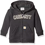 Carhartt Boys' Logo Fleece Zip Sweatshirt, Black, 24 Months