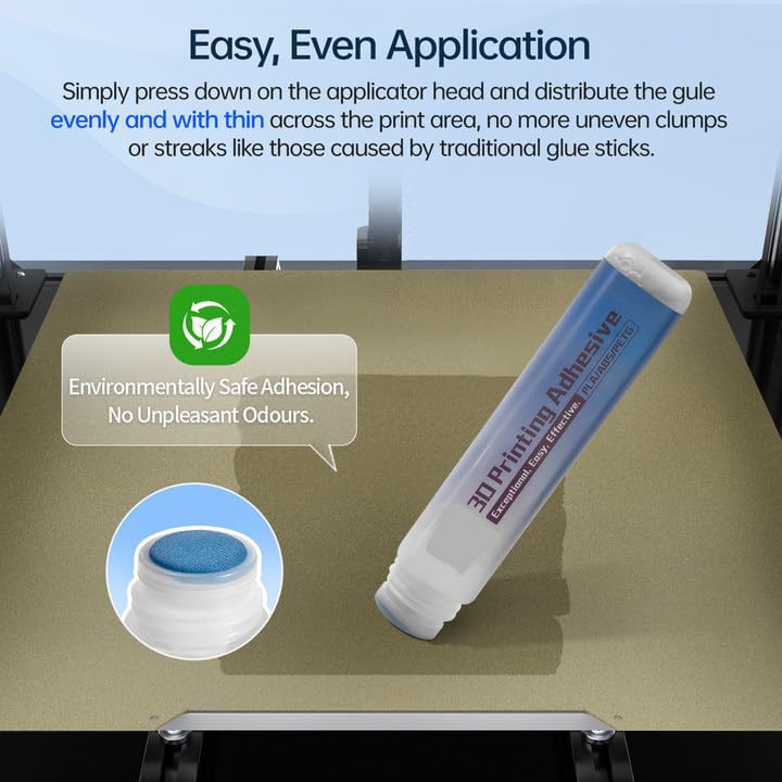 3D Printer Glue for CryoGrip/PEI Build Plate, Strong Adhesion Adhesive for PLA/PETG/ABS/TPU/PET Filaments, No Residue, Fast Drying Liquid Glue for 3D Printing, 60mL