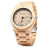 Bewell W065A Lightweight Vintage Wooden Watch Men Quartz Luminous Pointers Wrist Watch (Maplewood)