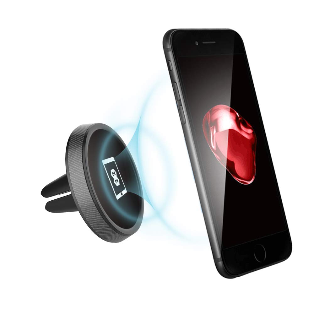 Mega Mounts - Carbon Car Phone Holder Magnetic Air Vent for Car Cradle Mount for Cellphones for iPhone XR XS Max X 8 7 6s Plus Moto G6 Samsung S9 S8 Note 8 J5 Huawei P20 MI Xperia Blackview Nokia etc.