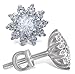 Stud Earrings - Sterling Silver Stud Earrings S925 - CZ Round Crystal Cubic Zirconia Stud Earrings - Rhodium Plated Screw Back Earrings for Women Fashion - Hypoallergenic 10 PRONG! 11 STONES!