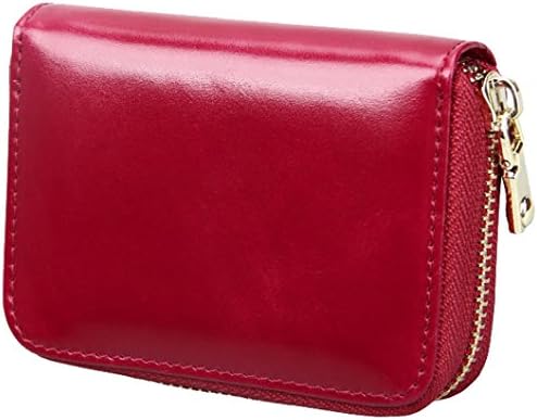 Edmen RFID Blocking Primely Genuine Leather Credit Card Wallet for Women / Small Purse for Ladies (Red)