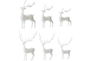 BEBEMOKO 6pcs Elk Ornaments Deer Christmas Decor Deer Ornament Christmas Decoration White