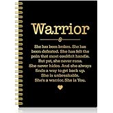 XQLZY Warrior Definition Black Gold Spiral Notebook, Inspirational Black Notebook Present for Women Fighter, Cancer Survivor Gifts, Survivor Present, Recovery Birthday Gifts for Sister BFF