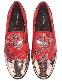 Elanroman - Mocasines de terciopelo para hombre, color dorado