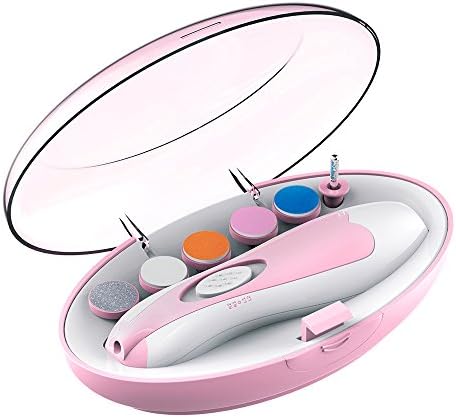 Baby Nail Clippers,Professional Electric Nail File Trimmer for Newborn Toddler Toes and Fingernails,Nail Trimmer Care Trim and Polish Set with Travel Case (Pink)