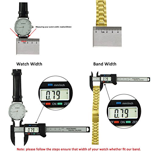 ZEIGER Men B008 Replacement Metal Wrist Watch Band (Stainless Gold 20mm)