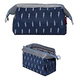 Makeup Bag/Travel Cute Cosmetic Pouch Storage/Brush Holder Toiletry Kit Fashion Women and Girl Waterproof Jewelry Organizer with Zipper Pencil Carry Case Portable Cube Purse (Deep Blue)