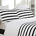 Vaulia Lightweight Microfiber Duvet Cover Set, Black and White Stripes Print Pattern, Reversible Color Design - Queen Size