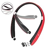 Bluetooth Headset, Bluetooth Headphones SX991-LBell Wireless Neckband Design with Foldable Retractable Headset for iPhone X/ 8/7 Plus Samsung Galaxy S8 Note 8 and Other Bluetooth Enabled Devices
