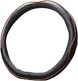 ISTN Microfiber Leather Car Steering Wheel Cover 15 Inch D Shape Black Orange view 5