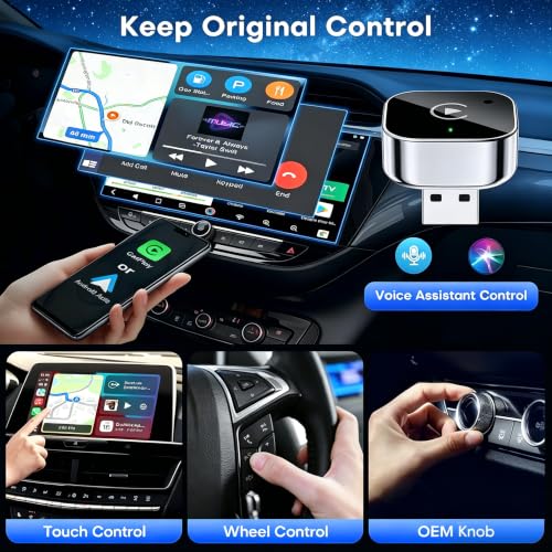 2026 Upgraded Wireless CarPlay Adapter for iPhone＆Android, 2-in1 Carplay and Android Auto WIireless Adapter, Small Size, Plug and Play, Fast and Stable Connection -No Latency to Screen | 2026 Upgraded 2-in1 Carplay and Android Auto Wireless Adapter, Plug and Play,Fast and Stable Connection -No Latency to Screen