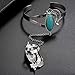 LUX ACCESSORIES Burnished Turquoise Stone Cuff Bracelet Slave Ring Metal Leaf Floral Flower