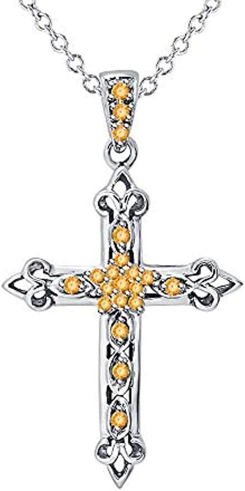 Collar con colgante de cruz de flor de lis de plata de ley 925 con