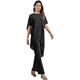 Ywwaaq 2 Pieces Mother of The Bride Pant Suits Chiffon Scoop Neck 2026 Formal Pantsuits for Women Casual