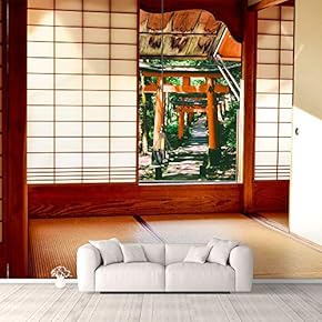 Wall Murals for Bedroom Japanese Style Grid Door View Large Removable Wallpaper Peel and Stick Wall Stickers - 66x96 inches