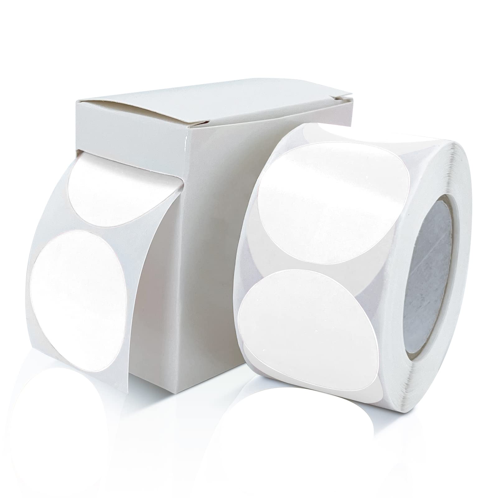 Round Stickers White 38mm Circle Labels with Dispenser Box Color Coding Dot Sticker Waterproof Removable Roll of 500