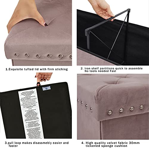 B FSOBEIIALEO Storage Ottoman Bench, Folding Tufted Ottomans with