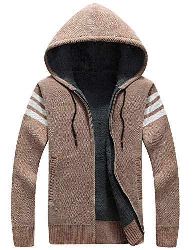 Mens Cardigan Sweaters Long Sleeve Knit Open Front Cardigans with Pocket(Z-Khaki-X-Small)