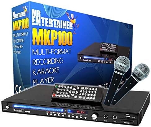 Mr Entertainer MKP100 CDG DVD MP3G Karaoke Machine Player. HDMI/Record/Rip/USB, Black, Wired Microphones