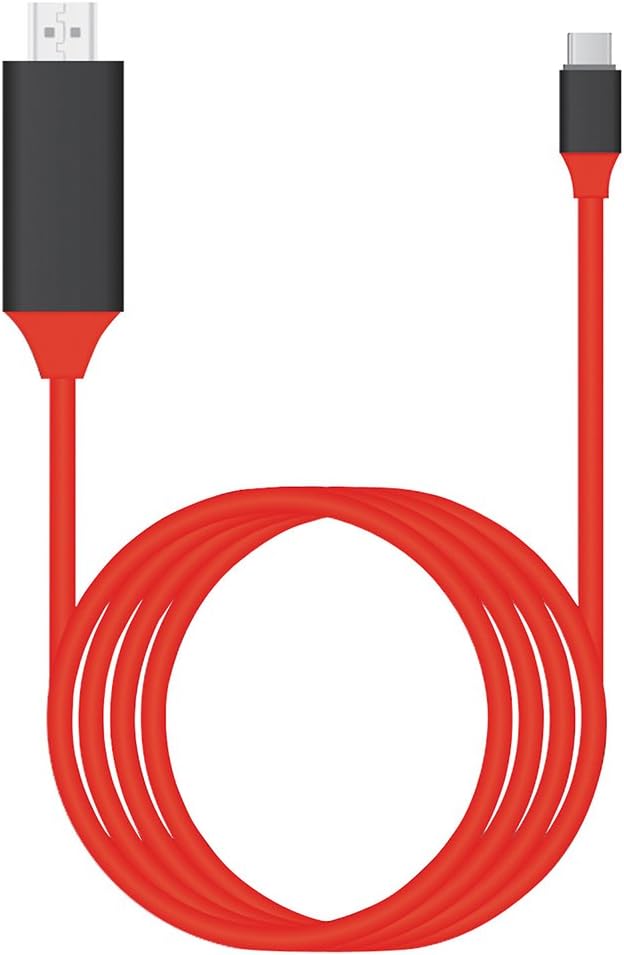 Dandeliondeme Type C to HDMI Cable, USB 3.1 Type C USB-C to HDMI HDTV Adapter Cable for Samsung Galaxy S8 Macbook Red