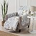 Great Bay Home Patchwork Scalloped Stain Resistant Printed Furniture Protector Brand. (Recliner, Grey)