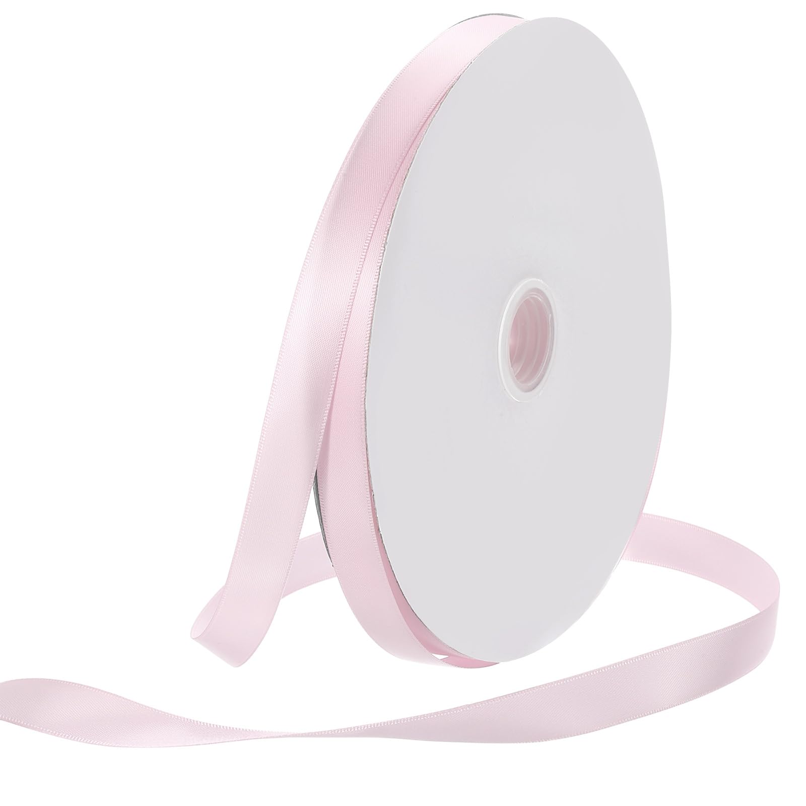 Rebower 15mm Satin Ribbon 46m Thick Double Face Grosgrain Silk Ribbon, [for Gift Wrapping, Hair Bows, Wedding, Cake, Flower] - 50 Yard/150ft/ Pale Pink